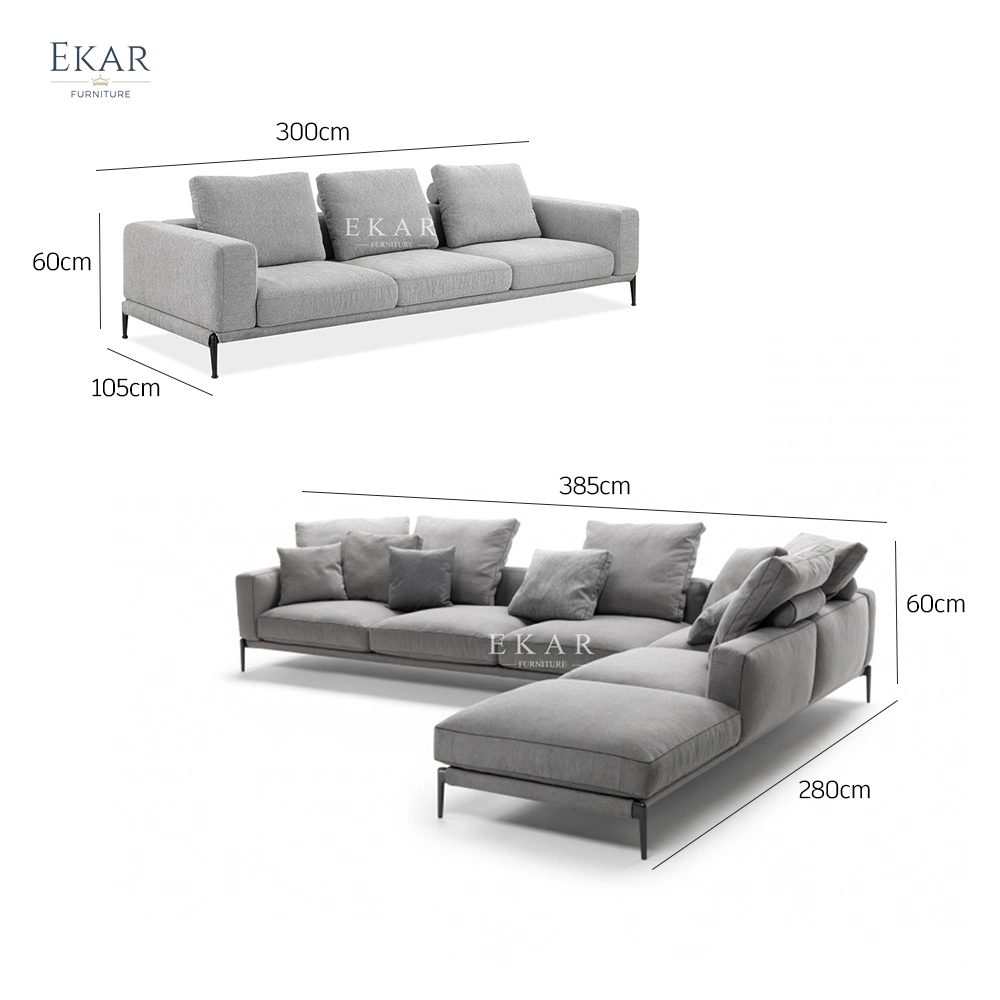 Modern Italian Style Minimalist Furniture Big L Shape Saddle Leather Sectional Corner Luxury Sofa Fabric Upholstery Set