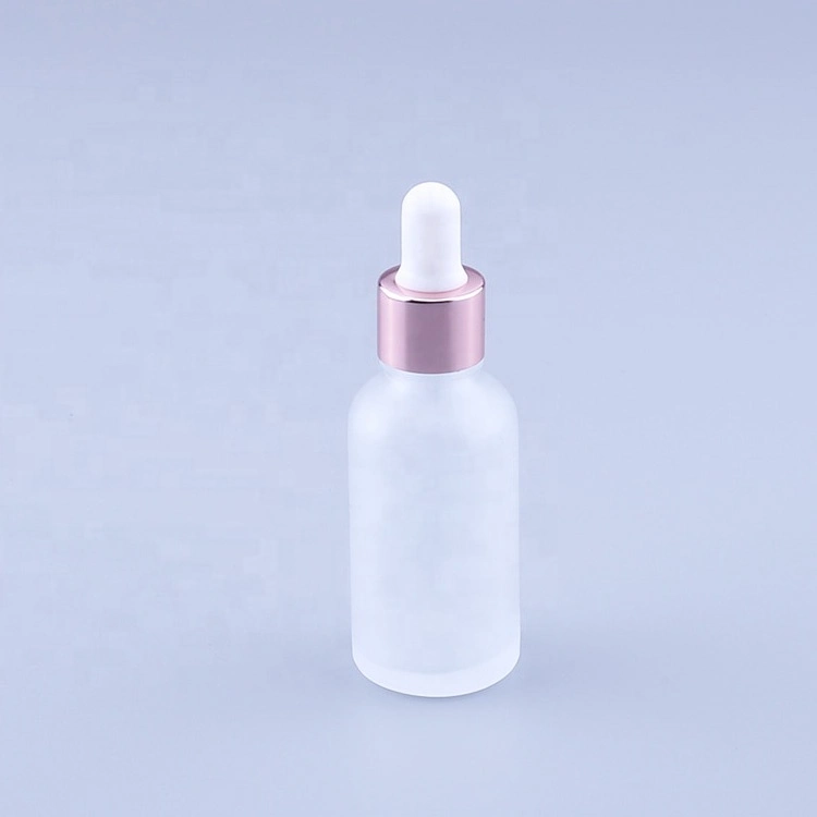 Rose Gold Frosted Pink Cosmetic Essential Oil Serum Glass Dropper 30 Ml Bottles