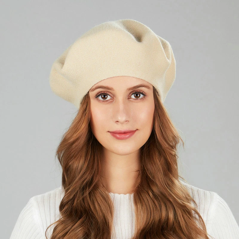 Comercio al por mayor venta de moda personalizada Top Hat boina de lana Color sólido artista francés Beret sombreros francés caliente la tapa para la Mujer