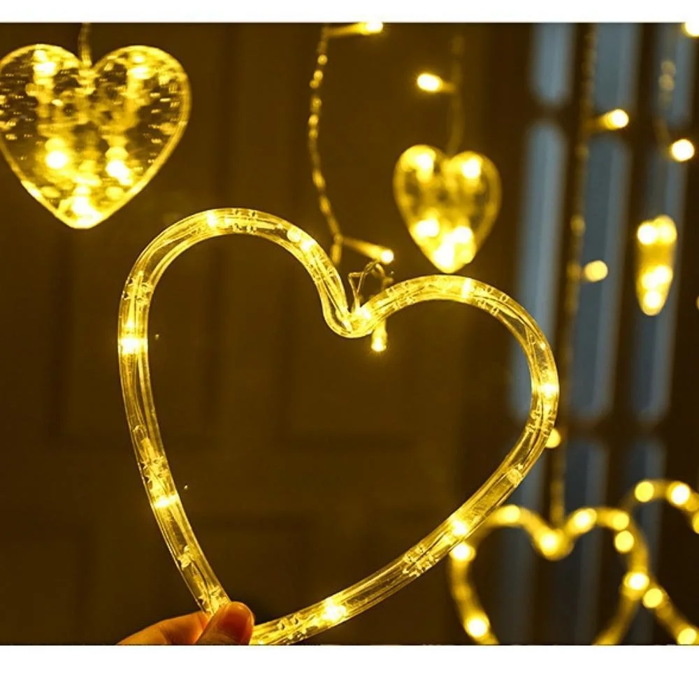 Garland Fairy LED Heart Curtain Christmas String Lights Decorations Ci22248