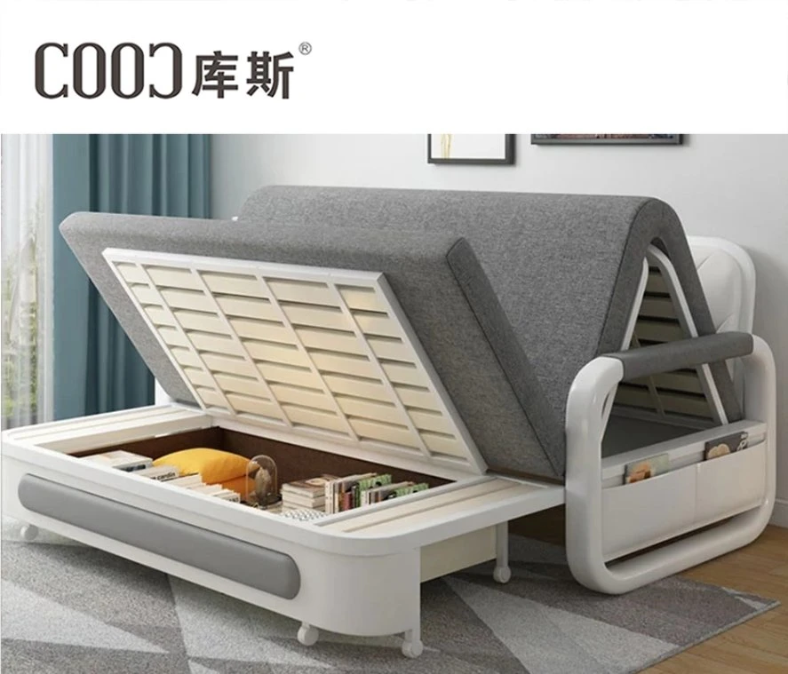 Sofa Cum Bed Living Room Furniture Modern Multi-Function Sofa Gray Fabric Storage Folding Sofa Bed