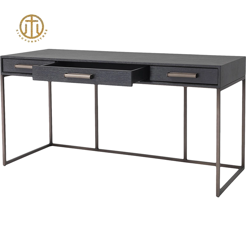 Simple Metal Frame Solid Wood Desktop Can Be Customized Home Office Furniture