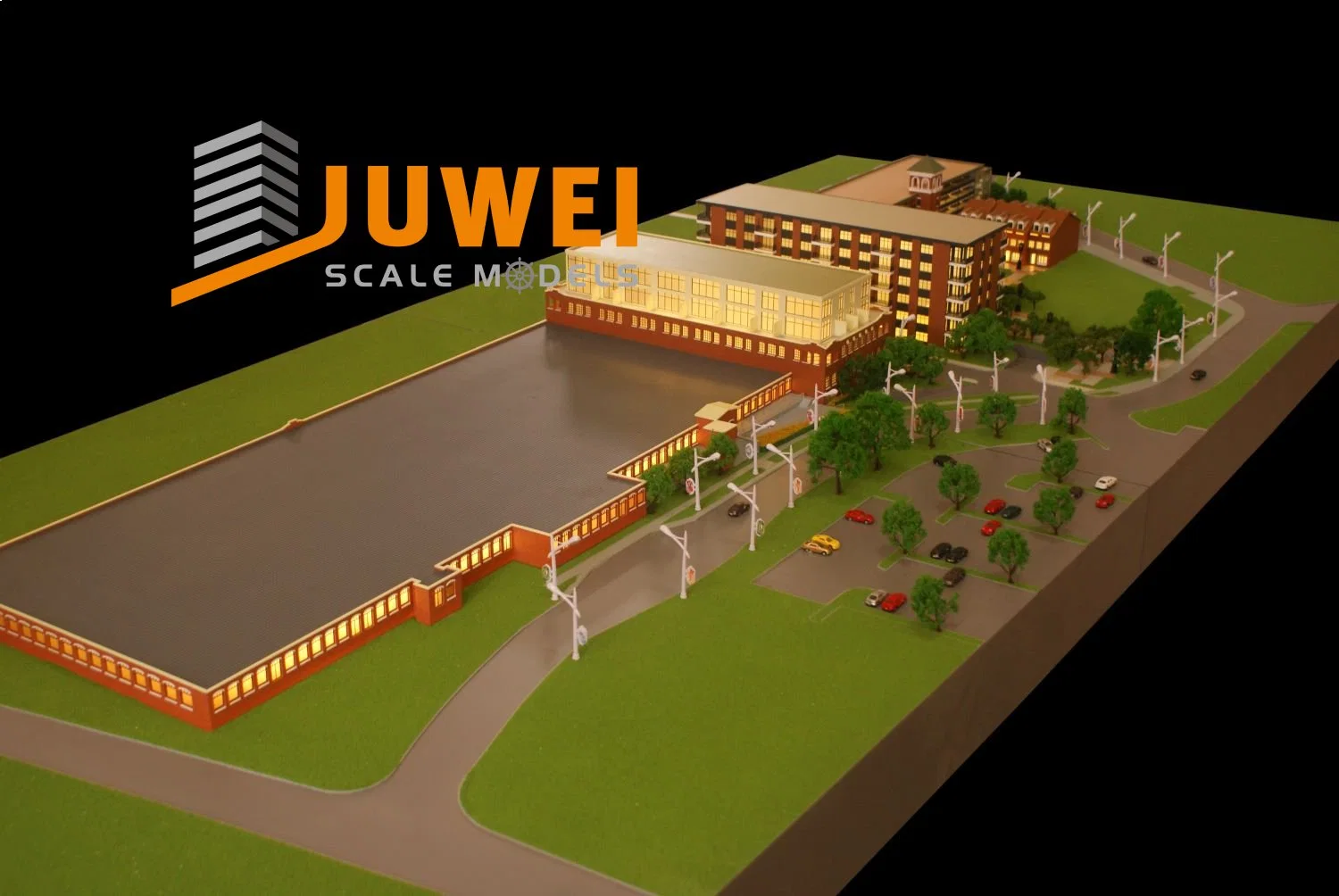 Architekturmodell im Plastikmaßstab mit Beleuchtungseffekt für die Gebäudeplanung (JW-148)