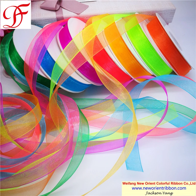 Customized Colors Dyeing Nylon Sheer Organza Ribbon for Wedding/Accessories/Wrapping/Gift/Bows/Packing/Christmas Decoration