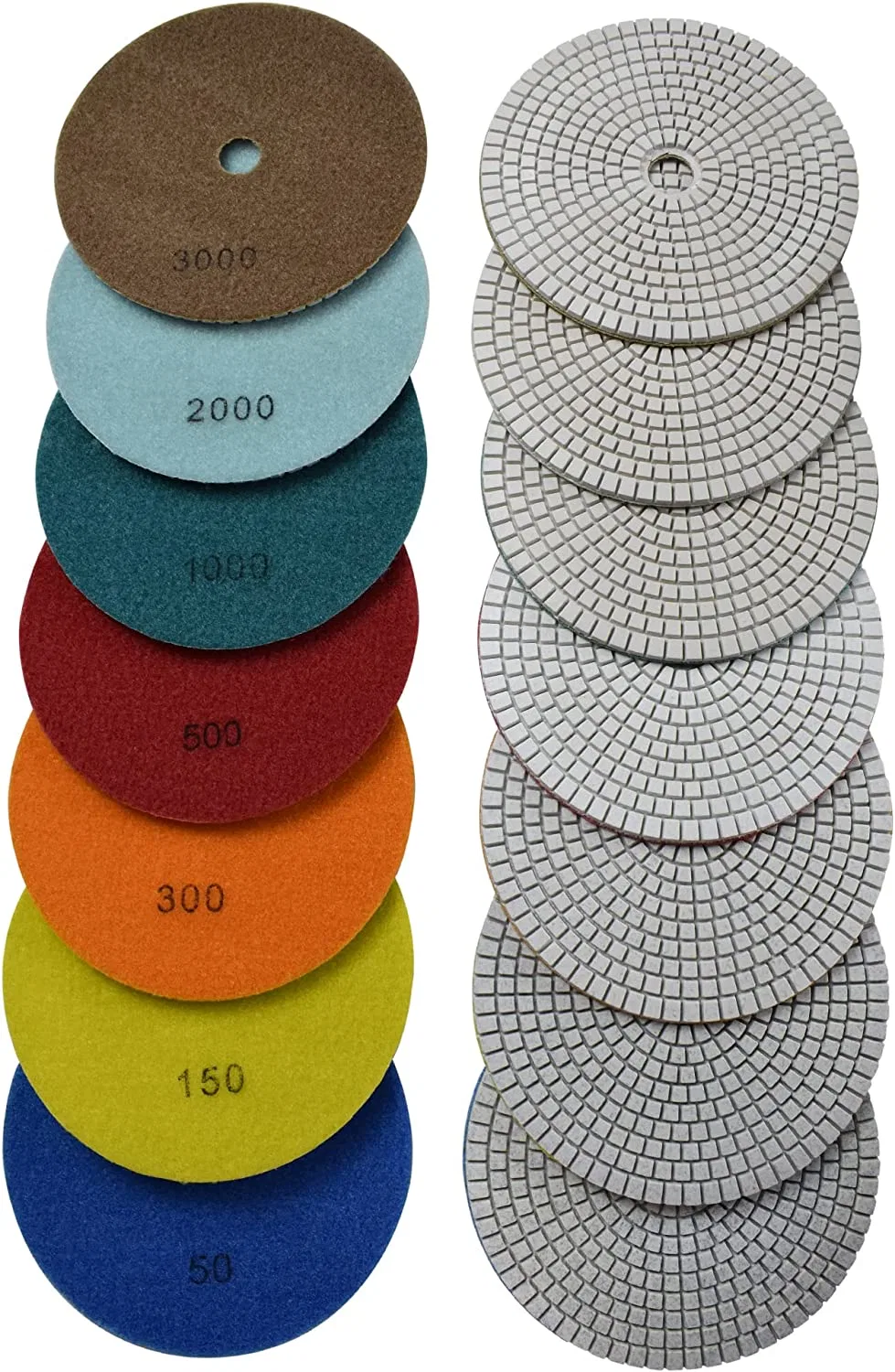 Diamond Polishing Pad Wet Sandpaper Tool 6 Inch for Grinding Stone Marble Granite Pack of 7 PCS