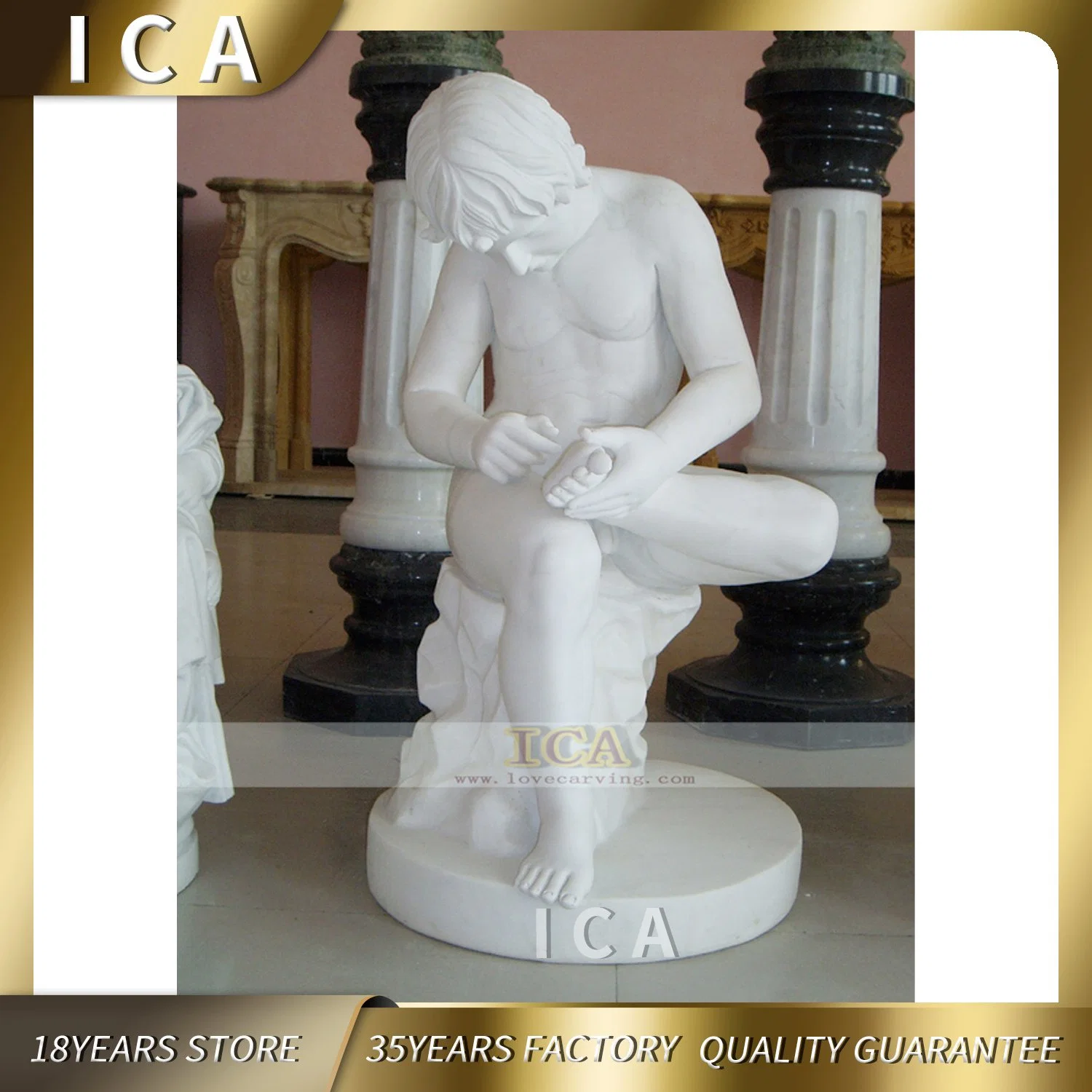 Customized Hand Carved Child White Stone Baby Statue for Sale