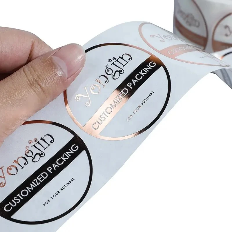 Customized Printing Hot Stamping Foil Clear Gold Stickers Transparent Logo Label