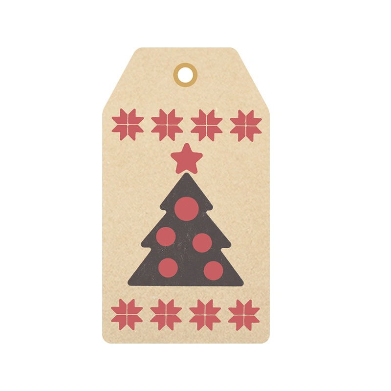 Custom Christmas Gift Set Tags Biodegradable Kraft Paper Embossed Clothing Tag