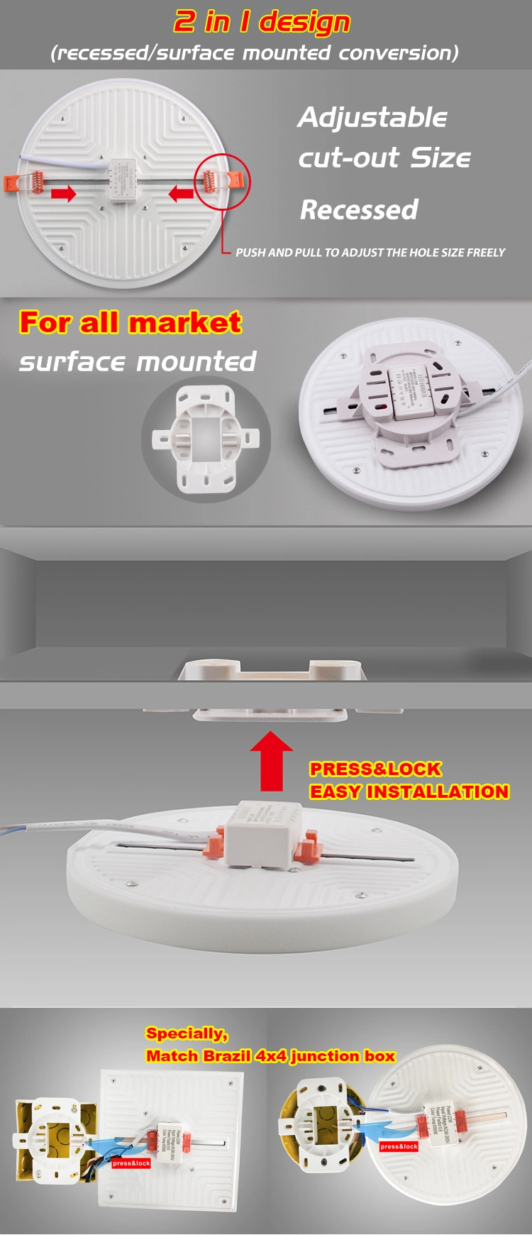 EMC Approved Cool White Guangdong Ceiling Surface LED Panel Light in China Lmb1040-15