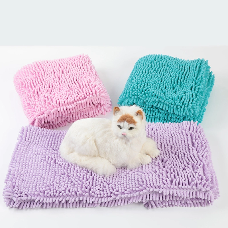 Toalla de baño de gato de perro de animal doméstico toalla de baño absorbente de fibra de chenilla