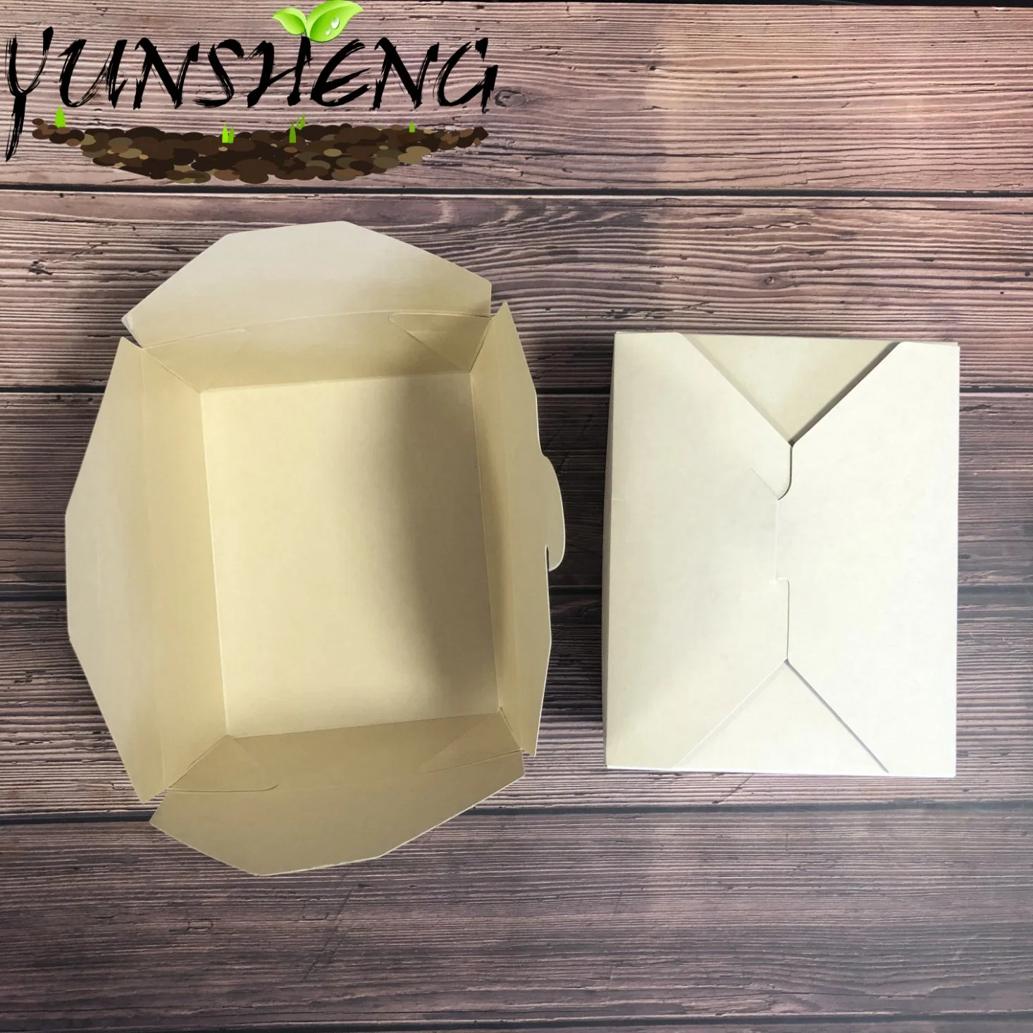 Wholesale/Supplier Disposable Light Brown Bamboo Paper Folding Box for Food