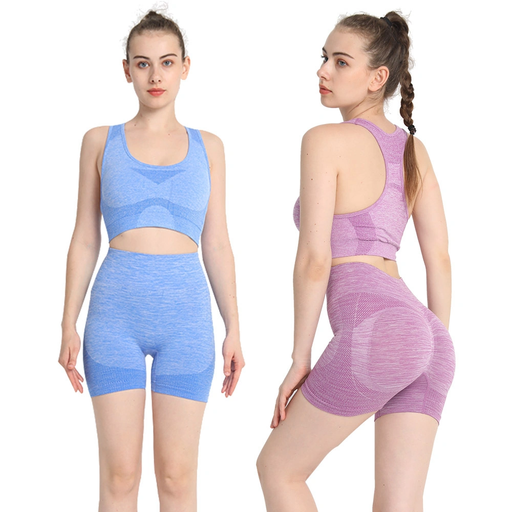 Women&prime; S High Waist Hip Lift Peach Butt Shorts Sports Bra Sports Suit