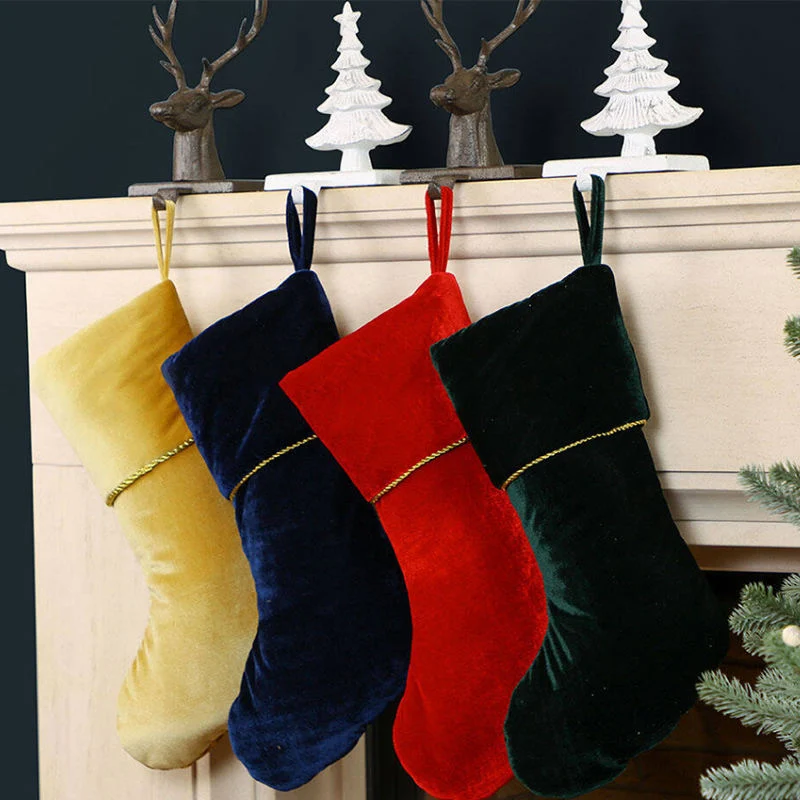 Wholesale/Supplier Custom Gift Bag Socks Decor Gold Rope Luxury Plush Sublimation Christmas Stocking