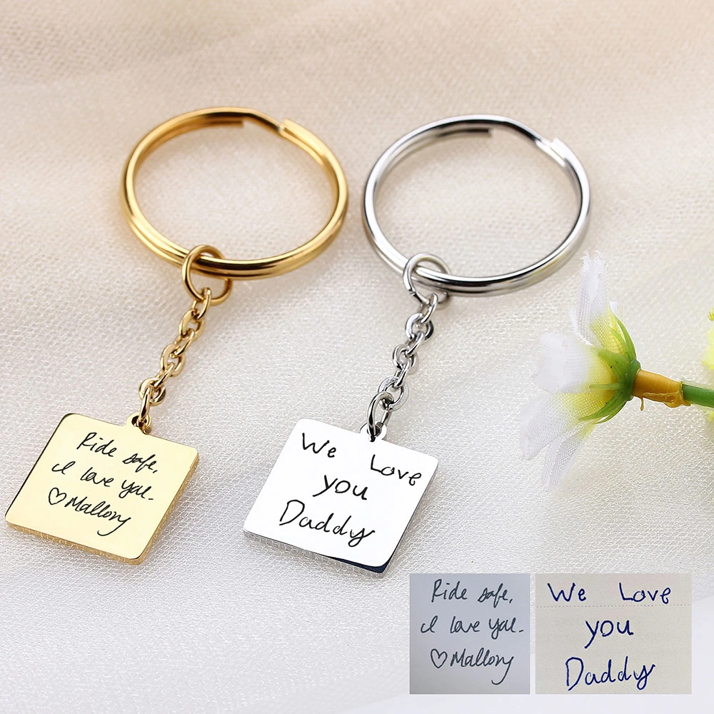 Custom Handwritten Keychain Gift for Wife Husband Kids Jewelry Designer