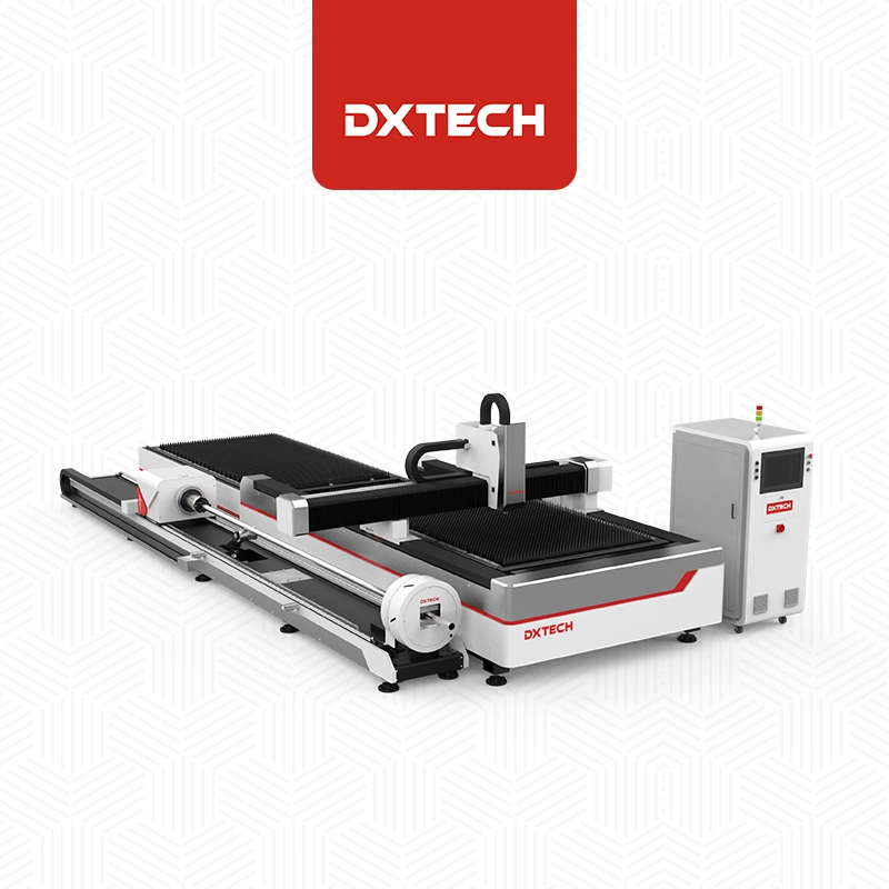 Dxtech Facotry 1-6kw Sheet Tube Laser Cutting Machine 10mm Stainless Steel 25mm Carbon Steel Cutting for Construction Sturcture Decoration Industrial Use