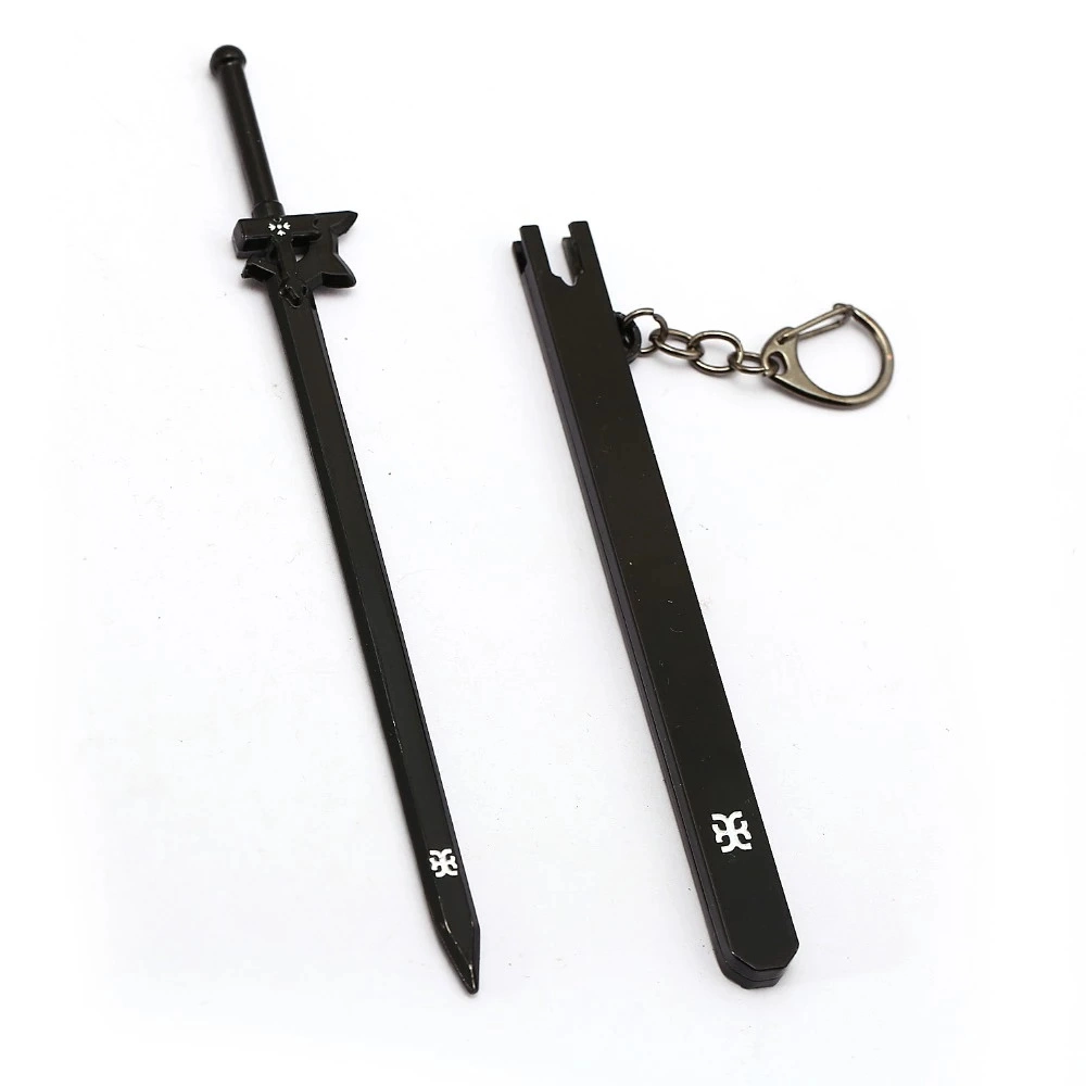 China Wholesale Custom Sword Art Online Keychain Black Metal Sword Scabbard Anime Keyring