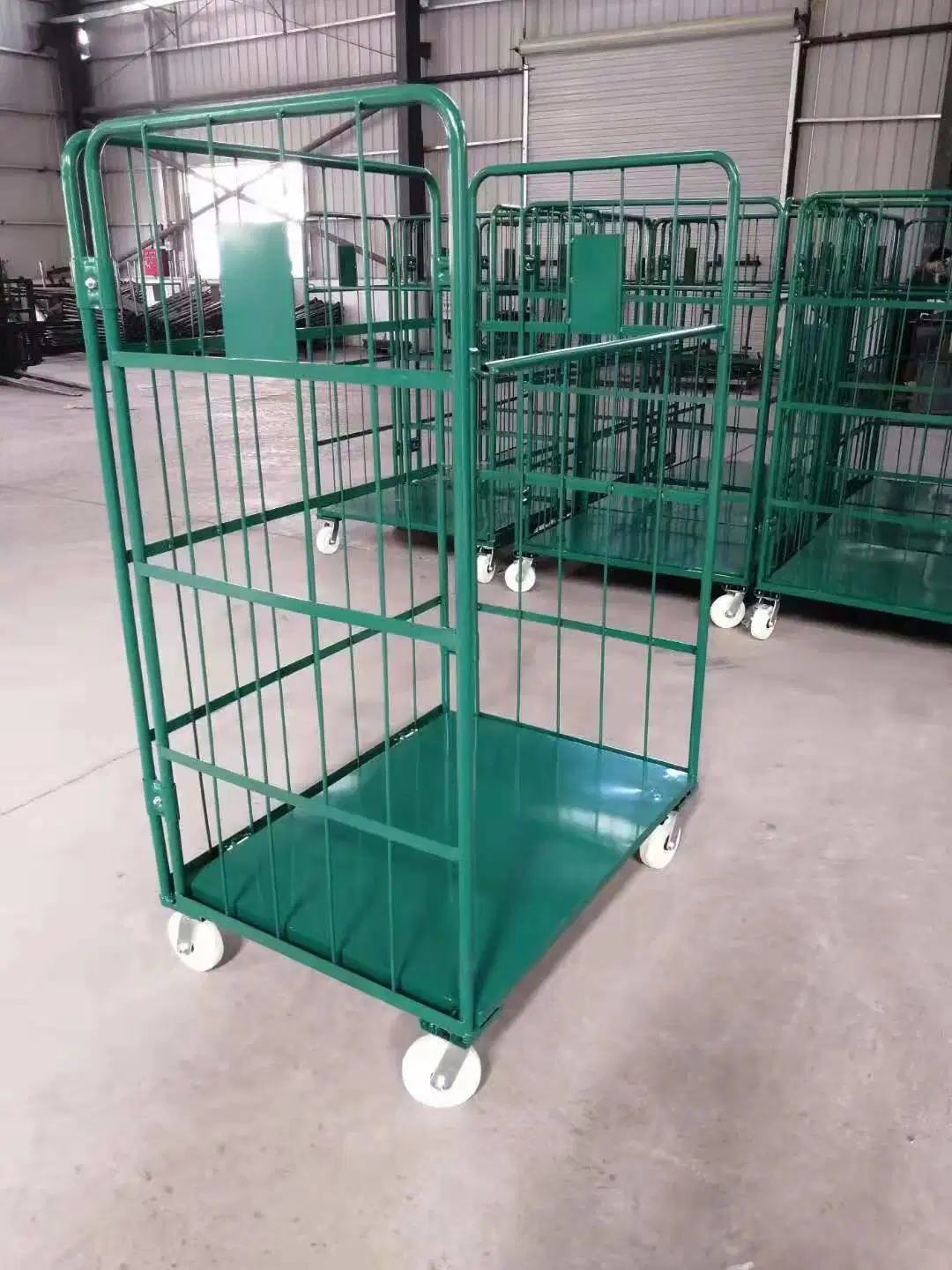 Heavy Duty Foldable Roll Cage Lockable Rolling Steel Workshop Trolley Metal Storage Cage Tray