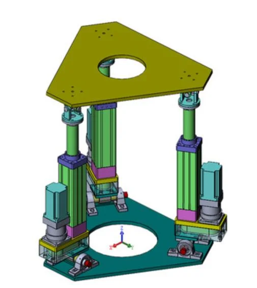 Sistema de elevação de plataforma de 3 ou 4 eixos com movimento sincronizado Controlo por atuador linear elétrico