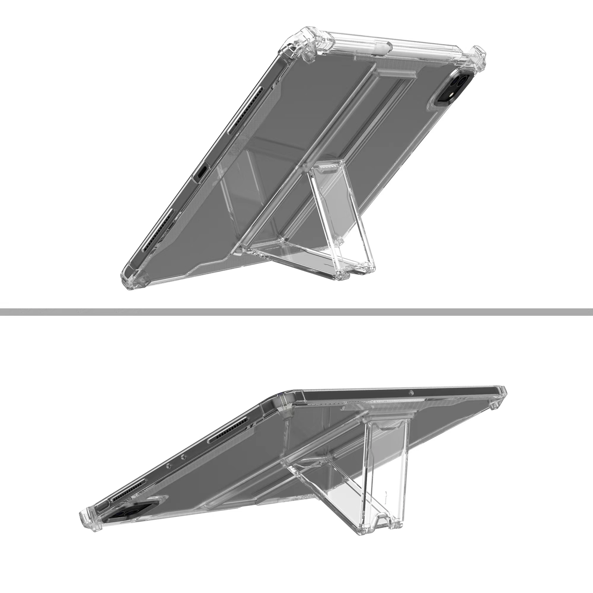 Shockproof TPU Clear Acrylic Stand Case with Pencil Slot for iPad PRO 3 4 5 6 12.9 Inch 2018/2020/2021/2022