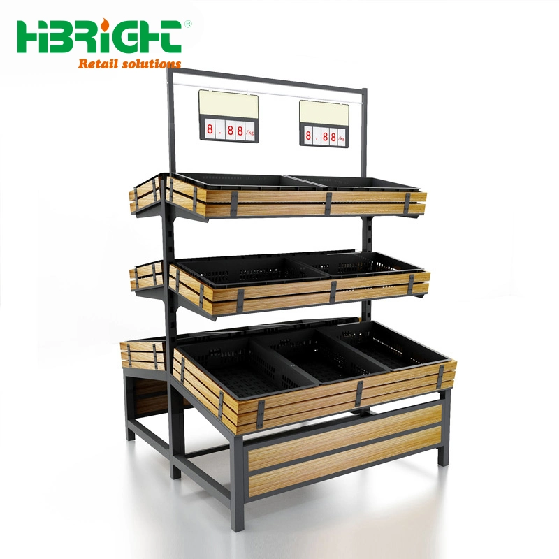 Supermarket Metal Foldable Fruit and Vegetable Display Shelves