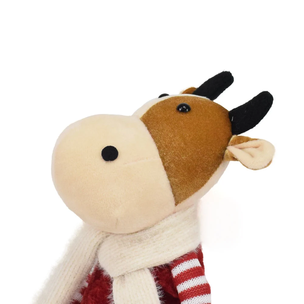 Christmas Natal Decor Cow Couple Animated Animals Plush with Scarf