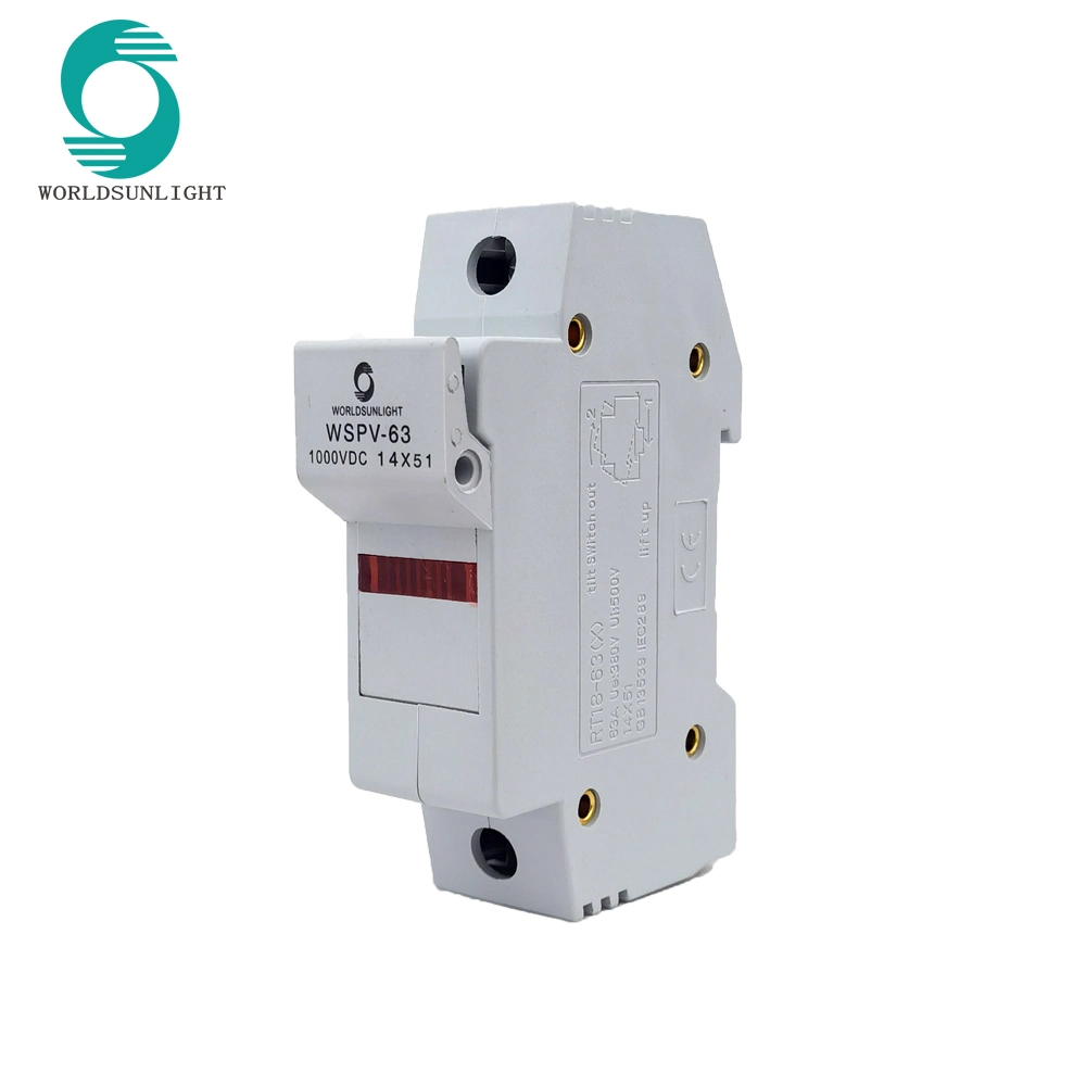 Worldsunlight Wspv-63 CE DC 1000V 14*51mm 40A 50A 63A Solar PV Fuse Link with Fuse Holder Box