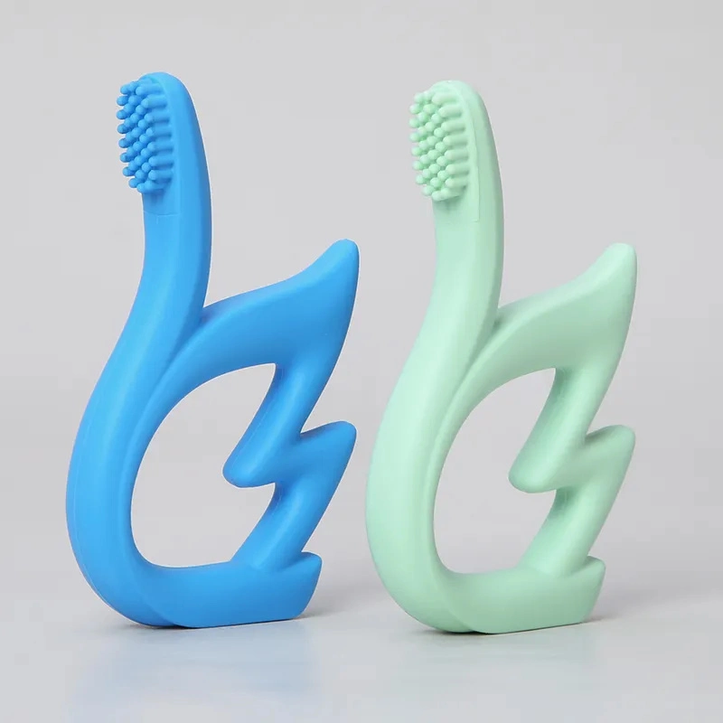 Newborn Gifts Baby Sensory Toys 100% Food Silicone Toothbrush Teether