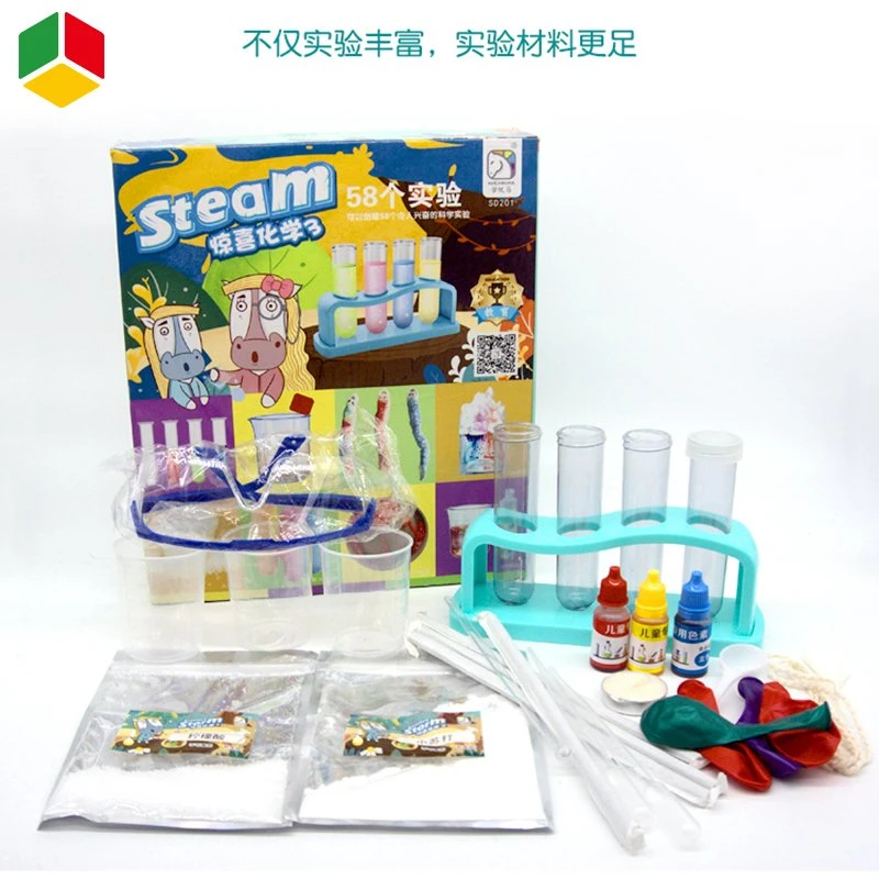 QS Children&prime; S Early Stem Educational Science Experiment Laboratory Toys Exercise Children&prime; S Manipulative Ability 58 Surprise Chemical Sets Toys