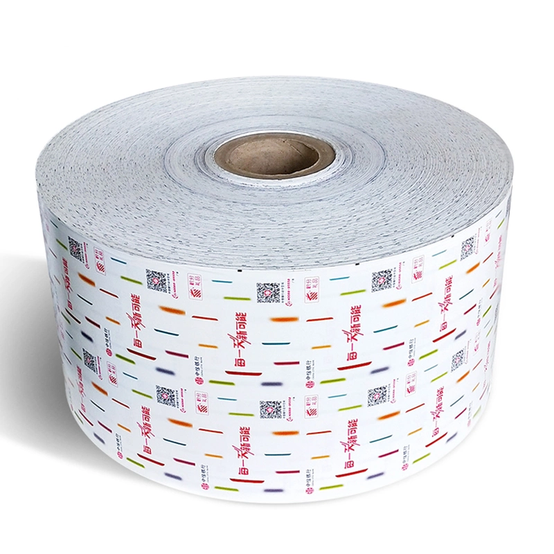 Étiquette adhésive thermique en papier semi-brillant pour étiquettes en rouleau géant pour impression d'étiquettes.