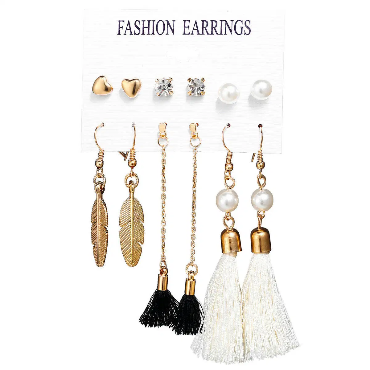 Tendencia Bohemia Tassel Pendientes conjunto diseños mixtos mujeres Pearl Crystal Pendiente de joyería