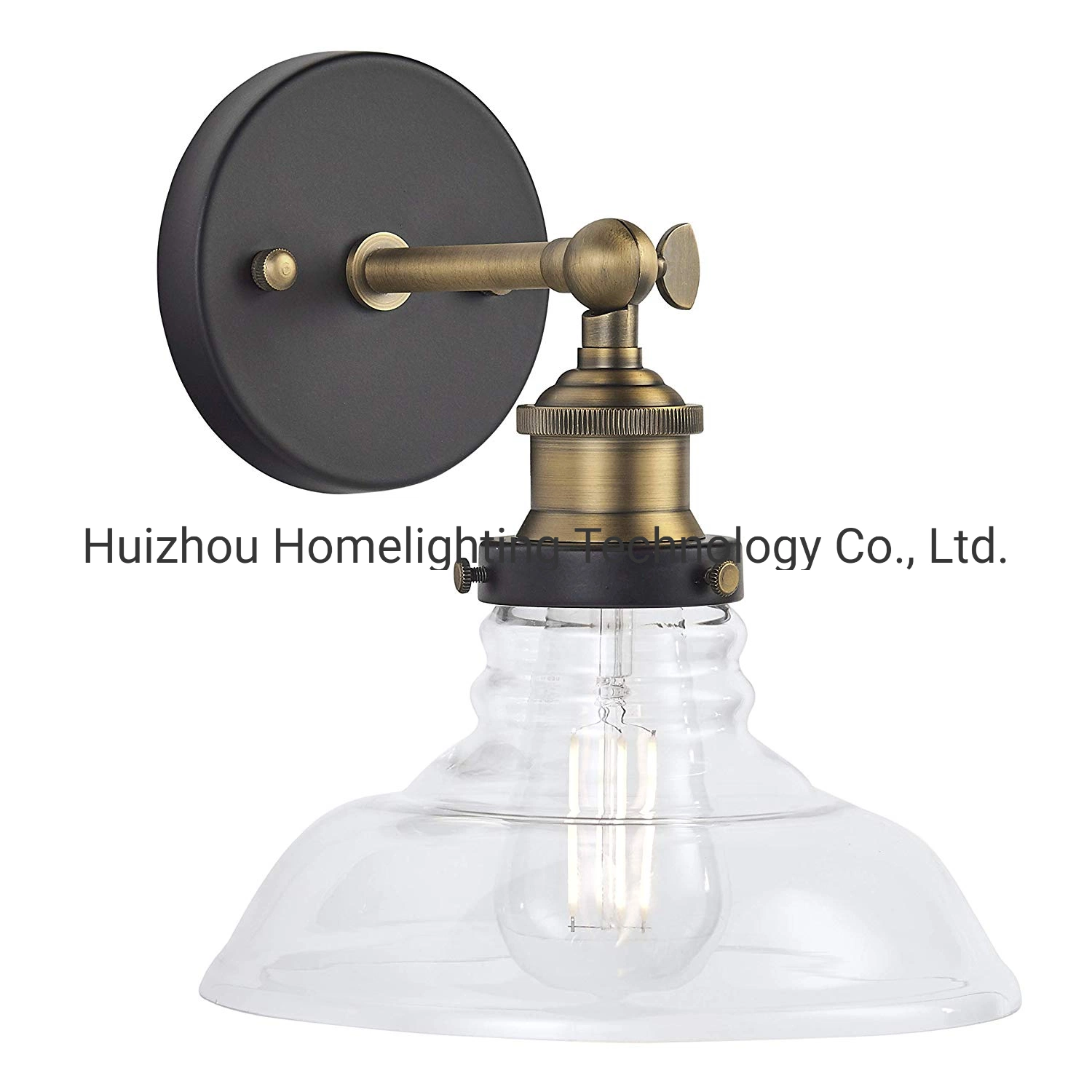 Jlc-G001f Industrial Clear Glass Wall Sconce Antique Brass Adjustable Light Fixture