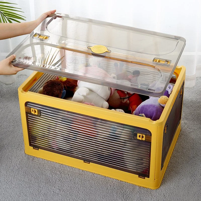 PP Home Folding Storage Container for Toys Books Clothes Stackable Dustproof Plastic Foldable Storage Box with Handle