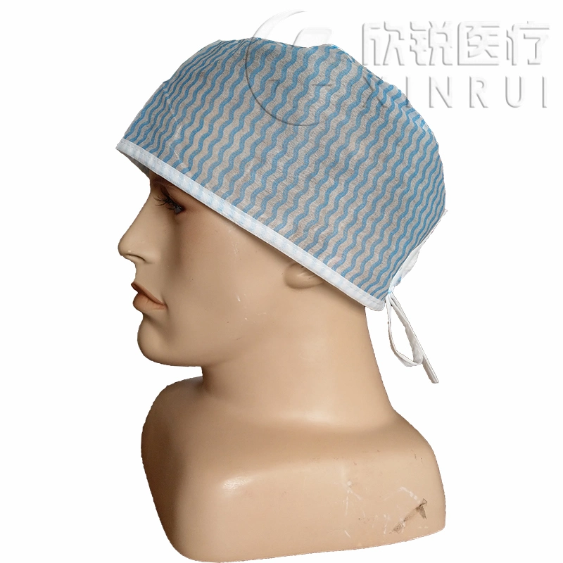 Disposable Non-Woven Doctor Cap/Surgeon Cap/Surgical Cap with Strip Pattern 24 Inch