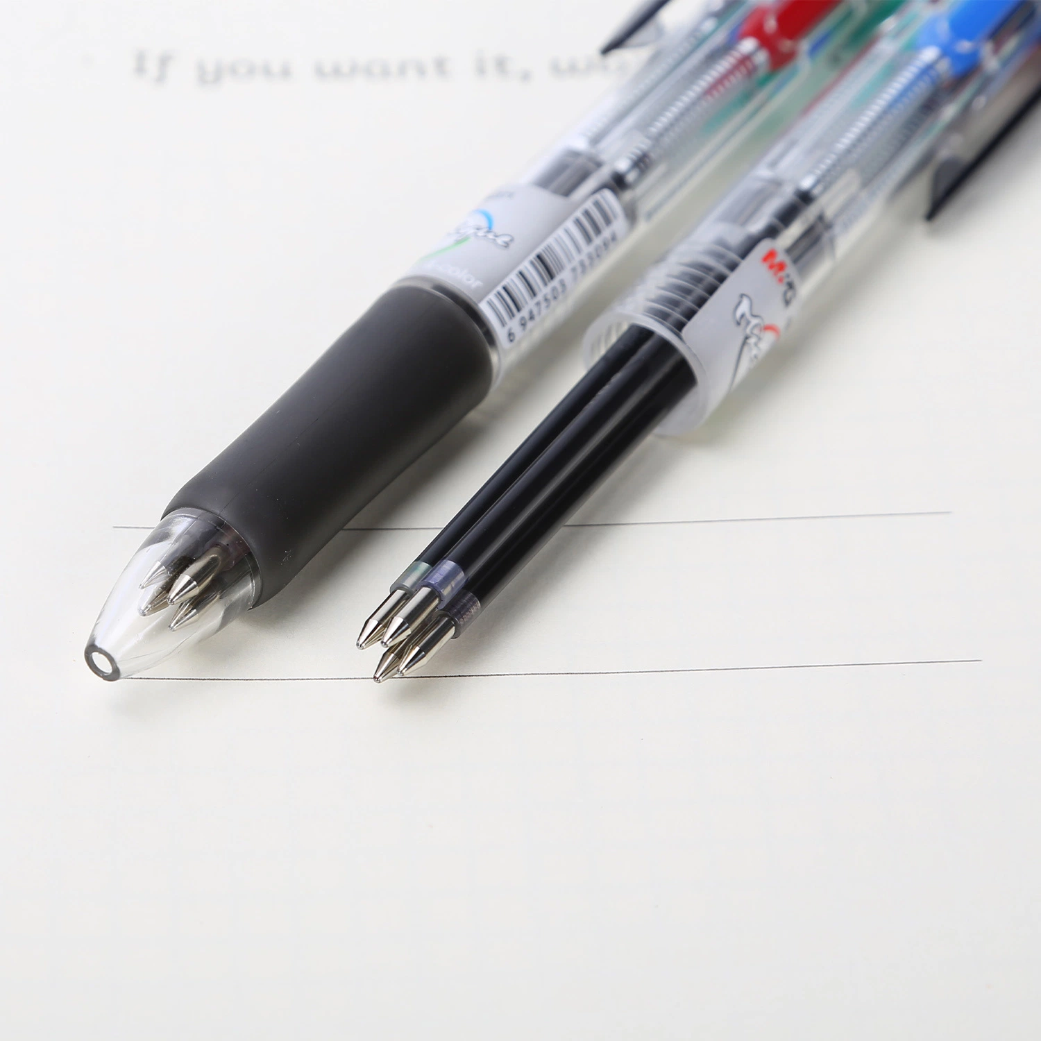 L'École de la Papeterie Stylo en plastique multicolore 4 en 1 stylo à bille rétractable lisse durable Bureau Cliquez sur stylo à bille