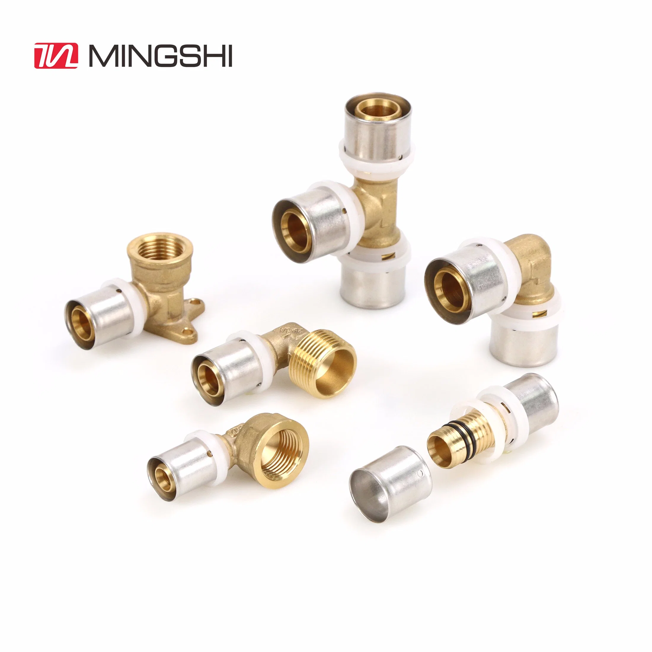 Mingshi Plumbing Materials Floor Heat Water Supply Pexalpex Pipe Fitting with Watermark/Acs/Aenor Wall Plated Male Elbow Press Brass Fittings