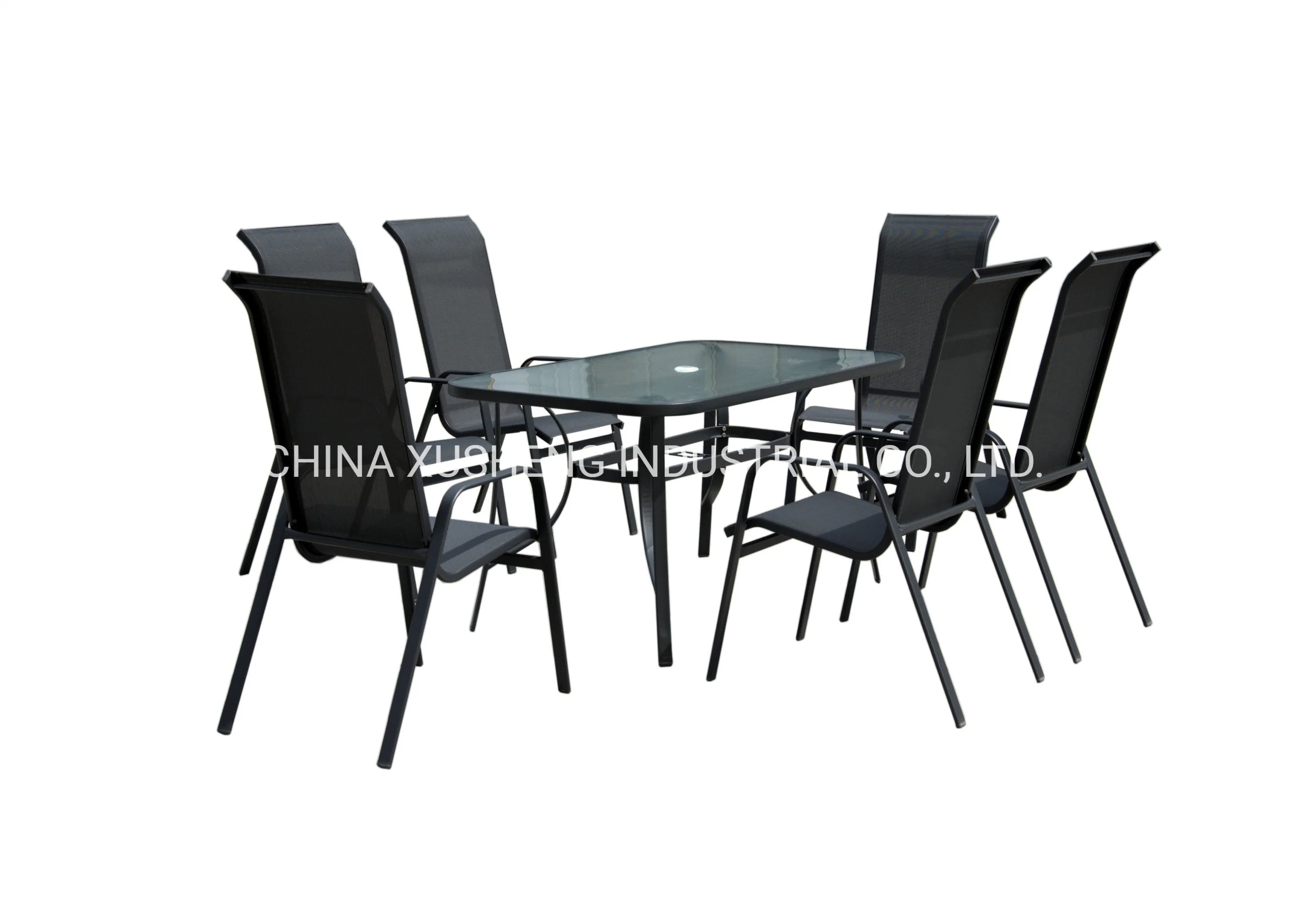 Textilene Table and Chairs Garden Outdoor Furniture Round Dining Table Set