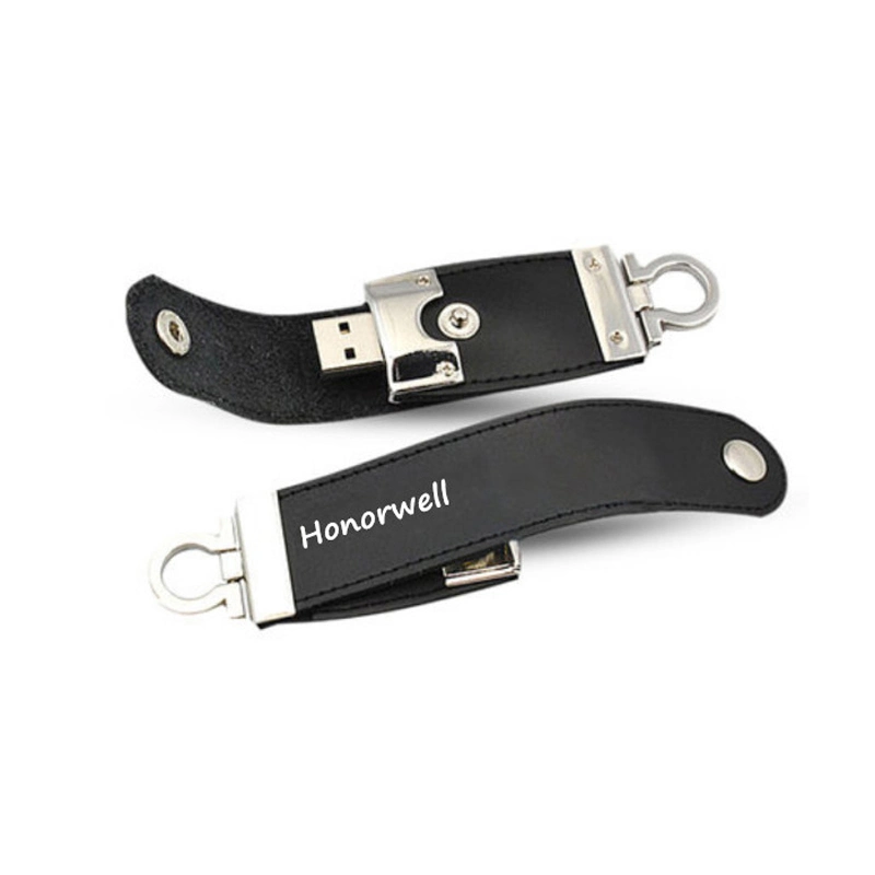 Leather USB Flash Drive USB Memory with Printing Logo or Hotstamping Logo on Leather Part