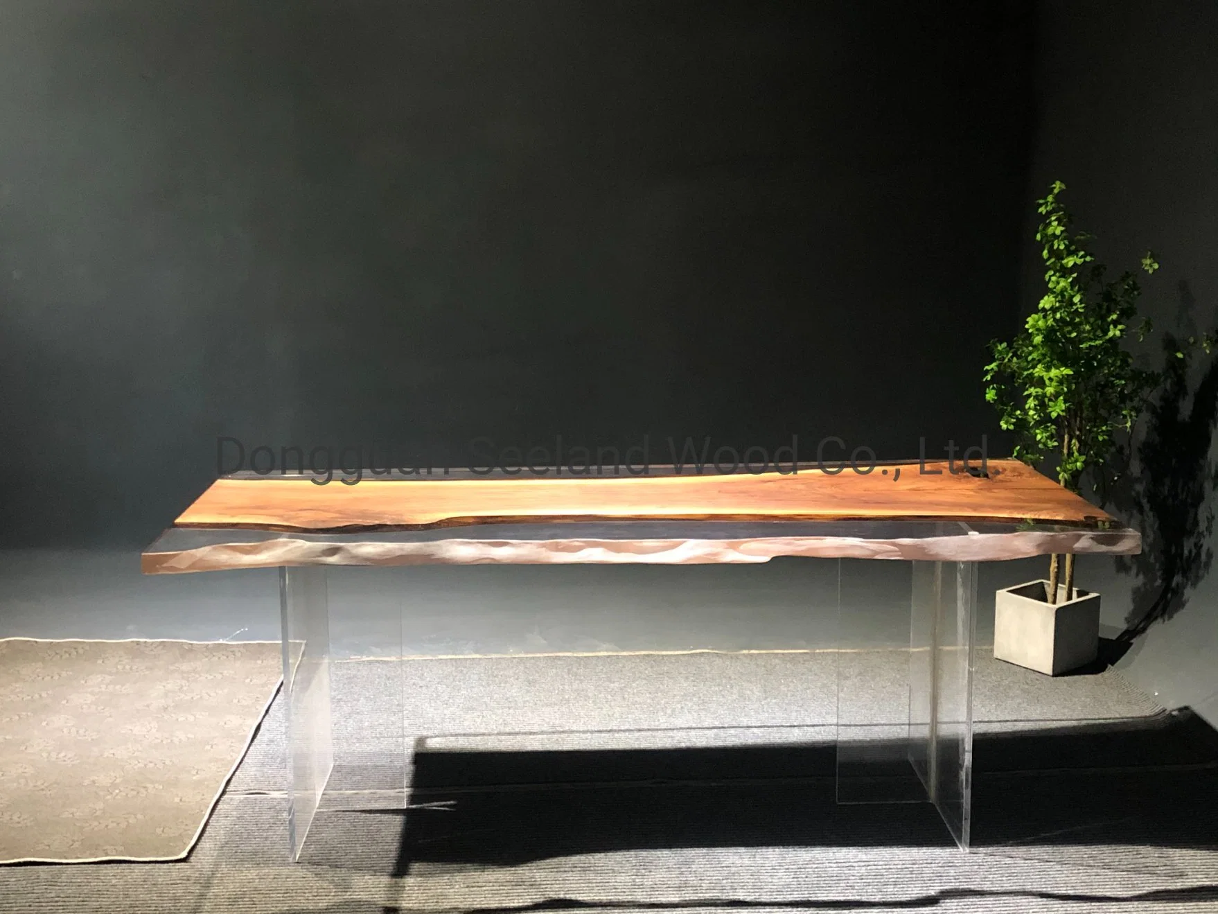 Raw Edge Custom Size Solid Wood Resin Table for Conference (جدول إعادة ضبط الخشب الصلب المخصص للمؤتمر)