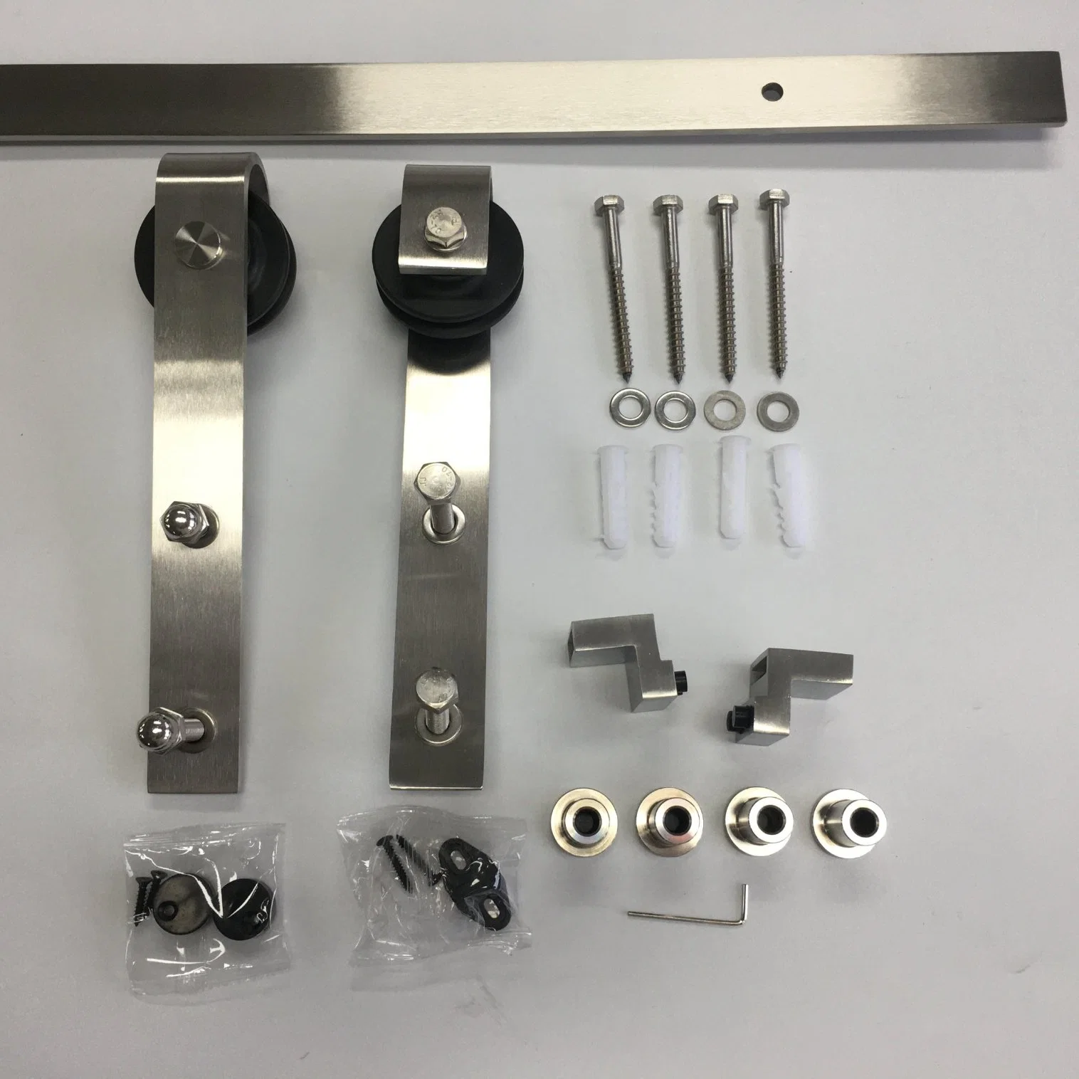 Satin Stainless Steel SS304 Sliding Barn Door Hardware Kits for Wood Door