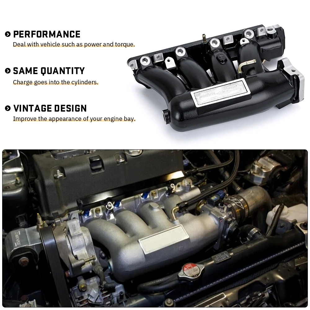 Aluminum Intake Manifold for 06-11 Honda Civic 04-08 Acura Tsx K20z3 Silver/Black