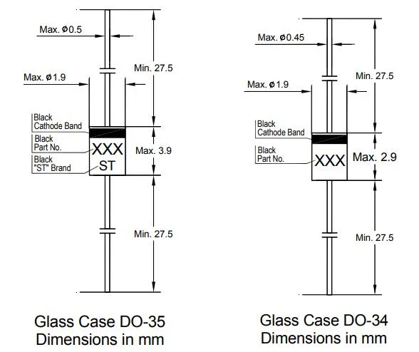 LL4148 1N4148 DO-35 Silicon Epitaxial Planar Switching Diode  Semiconductor Diode  ST