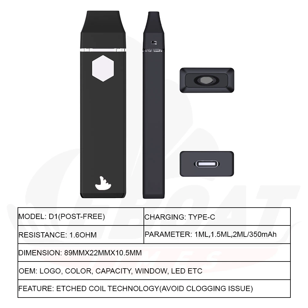 420 White Label Rechargeable Disposable/Chargeable Vaping Device Empty Thick Oil Vape Pens 1g 2g