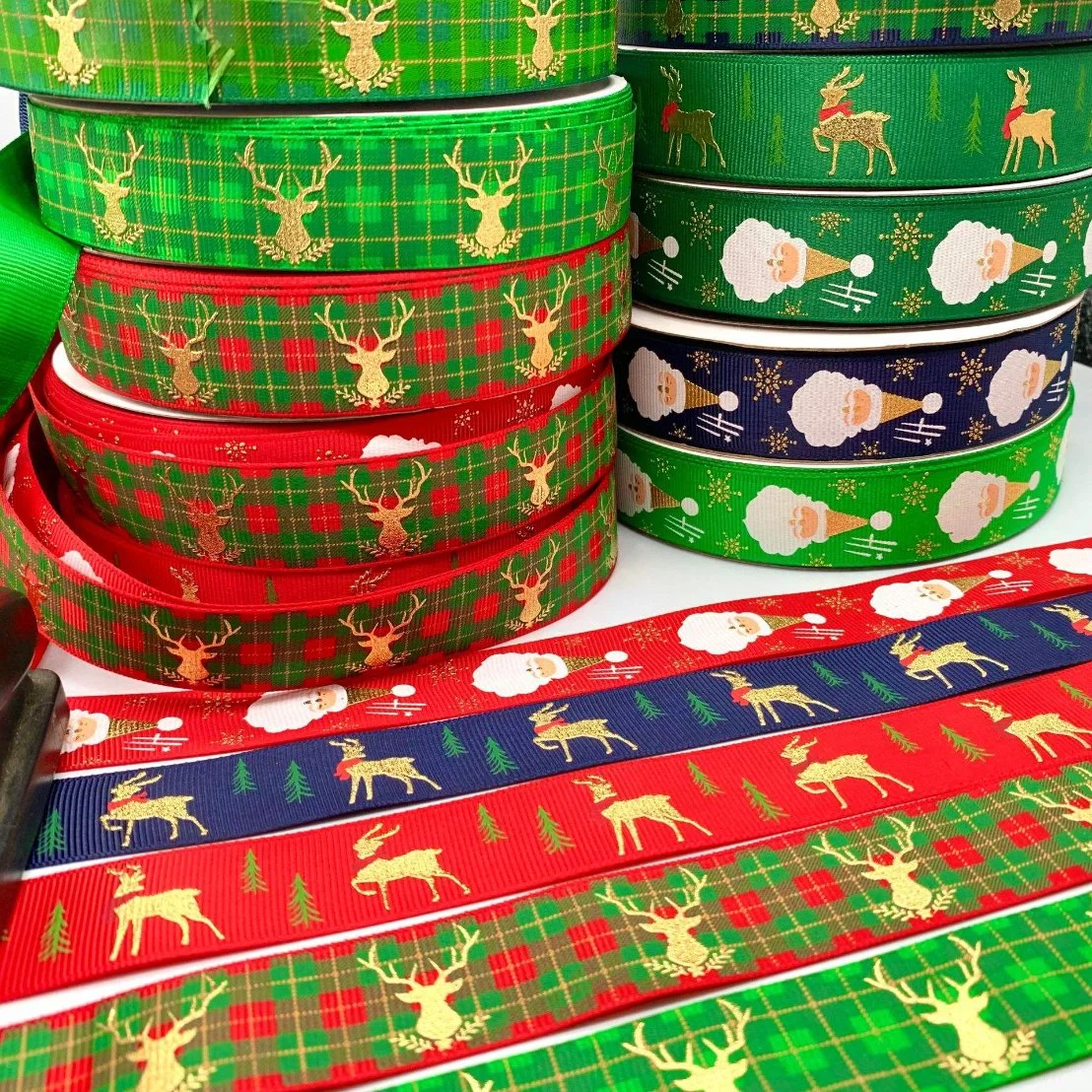 Spot Thread Gilding High End Packaging Ribbon 2.5cm Christmas Ribbon