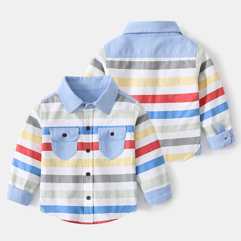 2021 Autumn 100%Cotton T-Shirt Comfortable Casual Bulk Wholesale Toddler Kids Clothing Boys Shirts