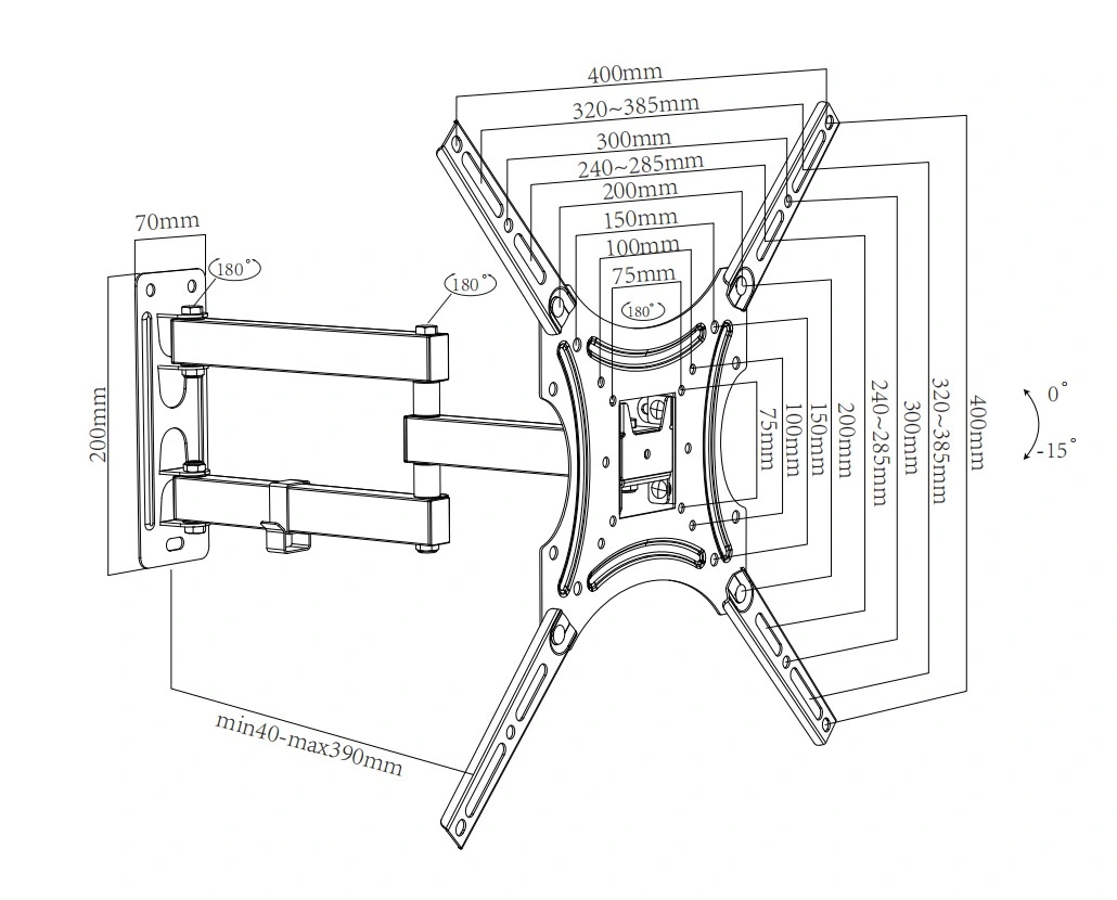 Flat Curved TV LCD TV Wall Mount with Extension Arm