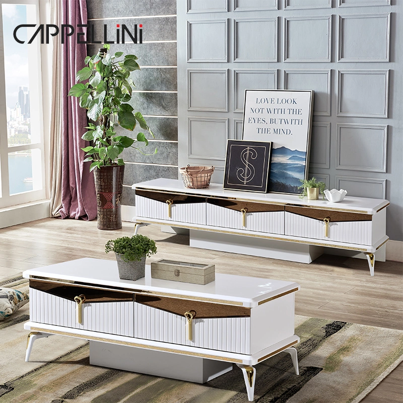 Latest Design Modern TV Rack Cabinet Living Room Furniture Coffee Table Set Wood Decoration Family Long TV Stand