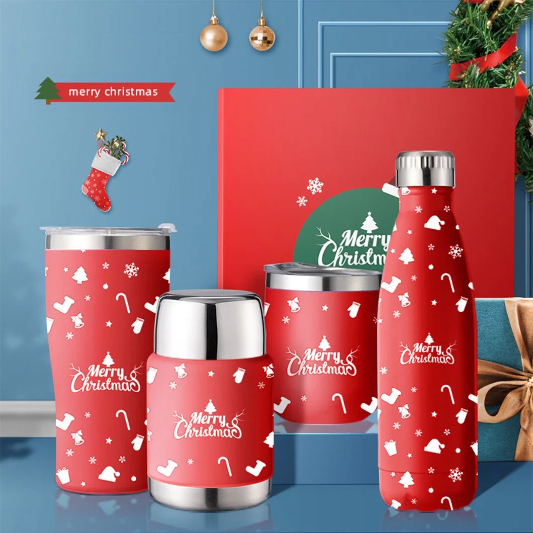 Botella de agua de doble pared de acero inoxidable 304 reutilizable ecológica Vaso térmico de café vaso vacío Thermos comida Jar regalo de Navidad