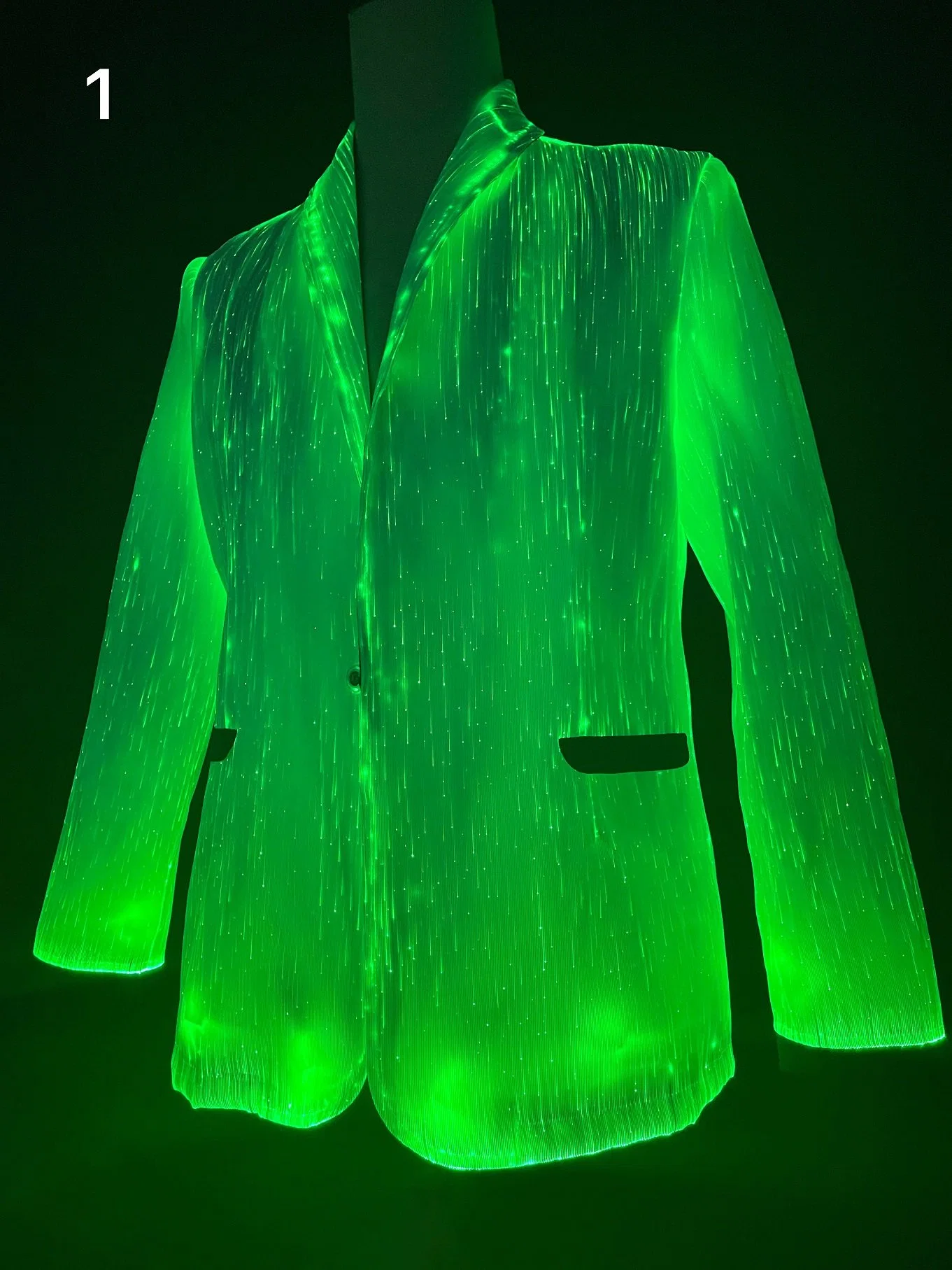 Luminous Fiber Optic LED Light up Man Suit Jacket for Glow-in-The-Dark Exotic Dancewear