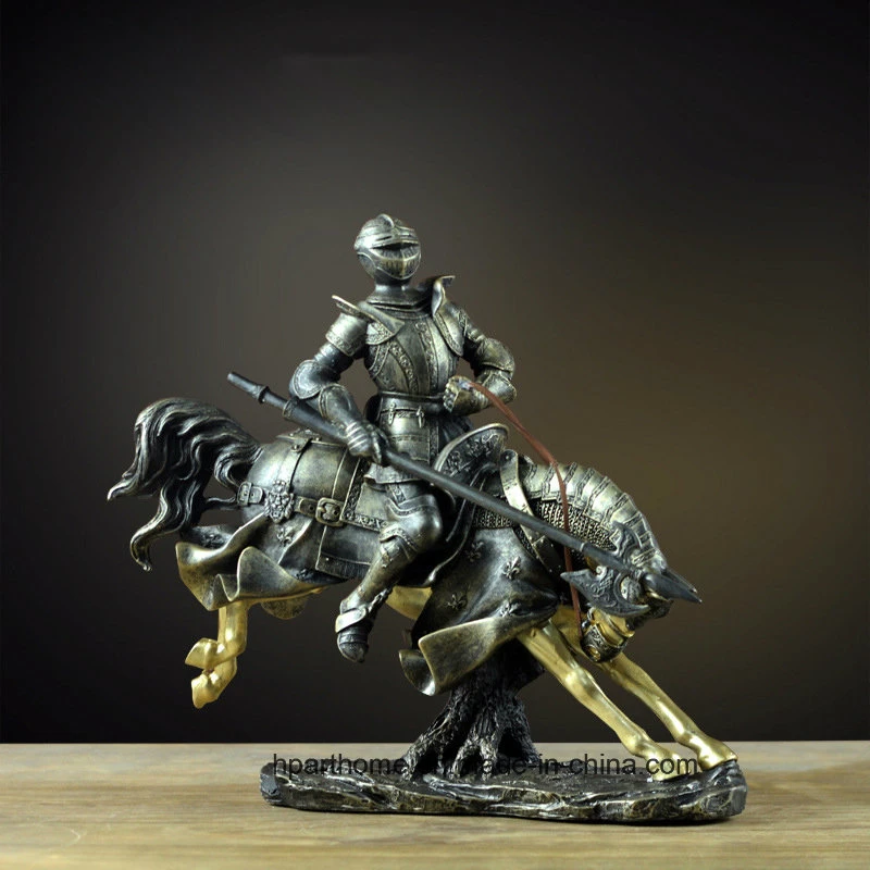 American Retro Well-Armed Roman Knight Poly Resin Sculpture Table Figurine