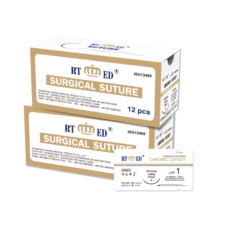 Sutures chirurgicales avec aiguille, Chromic catgut, absorbable à usage médical